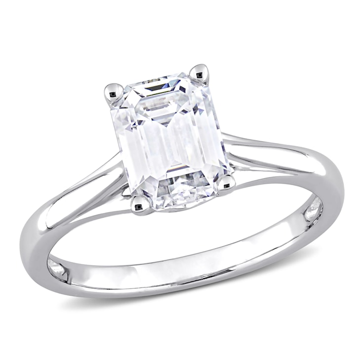 1-3/4 CT DEW Created Moissanite Solitaire Engagement Ring in 14K White Gold
