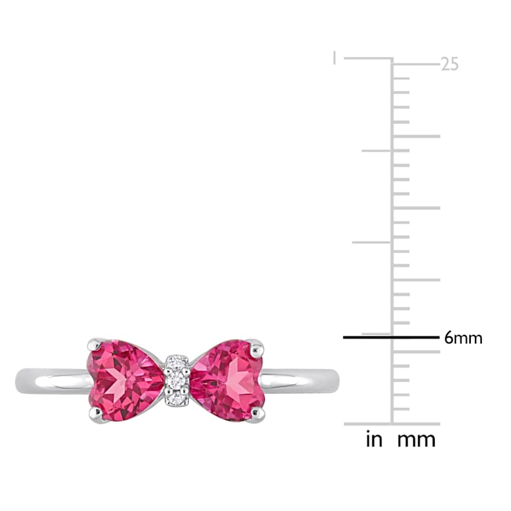 1 CT TGW Pink Topaz and Diamond Accent Bow Ring in 10K White Gold