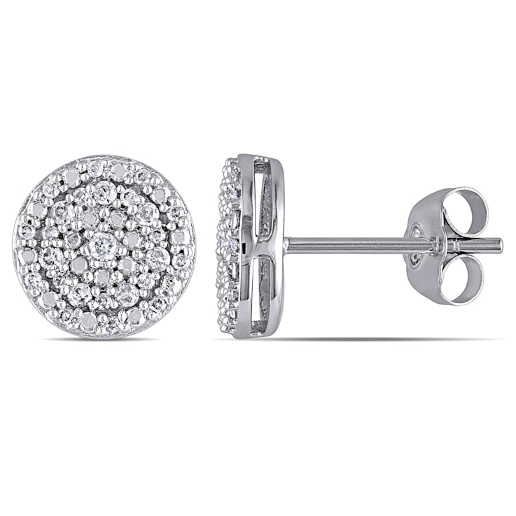 1/4 CT TW Double Halo Diamond Stud Earrings in 10k White Gold