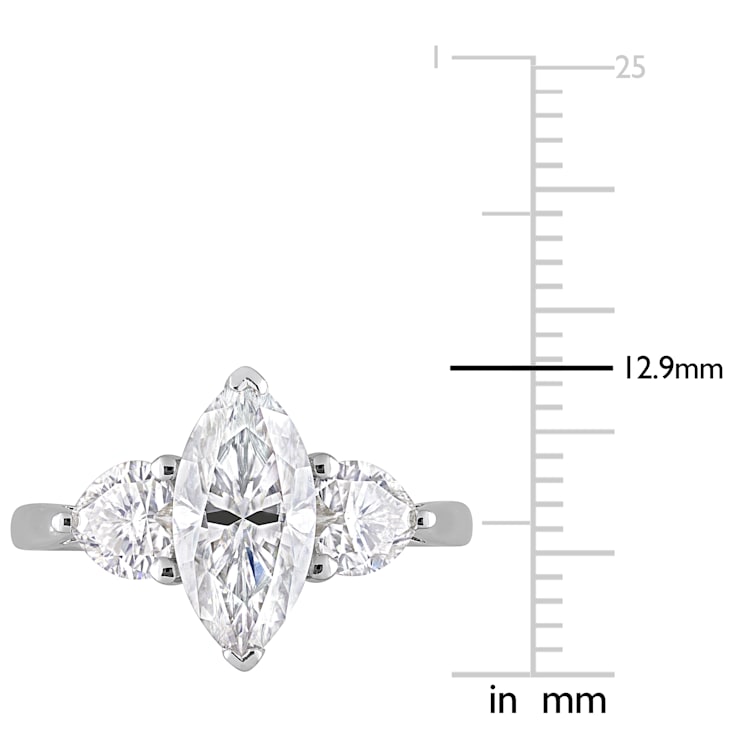 2 1/2 CT DEW Created Moissanite Three-Stone Engagement Ring in Sterling Silver
