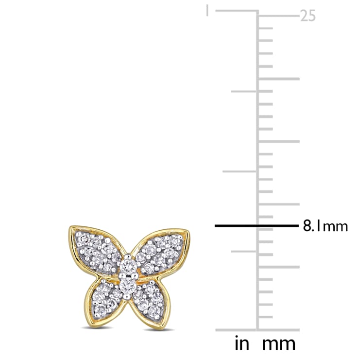 1/5 CT TW Diamond Butterfly Stud Earrings in 10k Yellow Gold