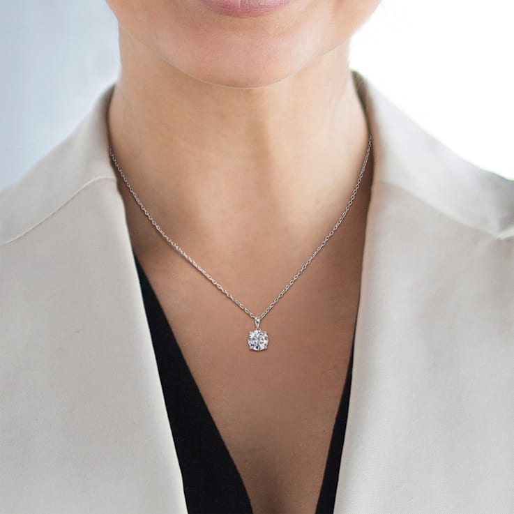 1 4/5 CT DEW Created Moissanite Solitaire Pendant with Chain in Sterling Silver