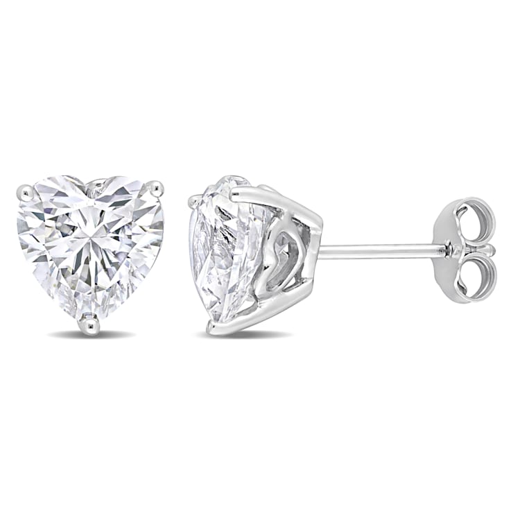 4 1/2 CT TGW Heart Created White Sapphire Stud Earrings in Sterling Silver
