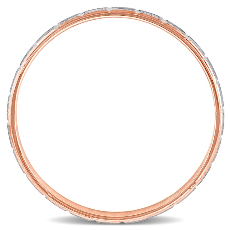 Ladies 4mm Matte Three Row Wedding Band in 10K 3-Tone Gold