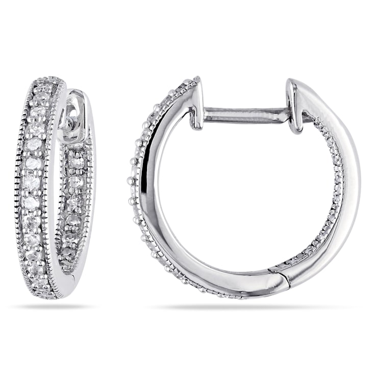1/4 CT TW Inside Outside Diamond Hoop Earrings in 14k White Gold  Gold