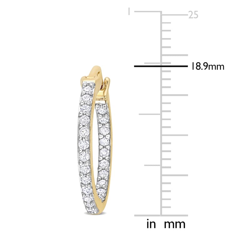1/2 CT TDW Diamond Inside Outside Hoop Earrings in 10k Yellow Gold