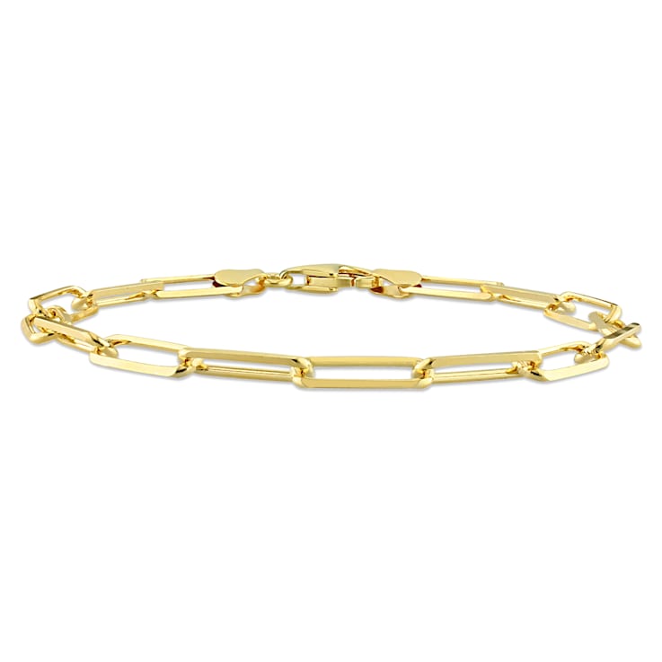 5MM Polished Paperclip Chain Bracelet in 18K Yellow Gold Over Sterling Silver