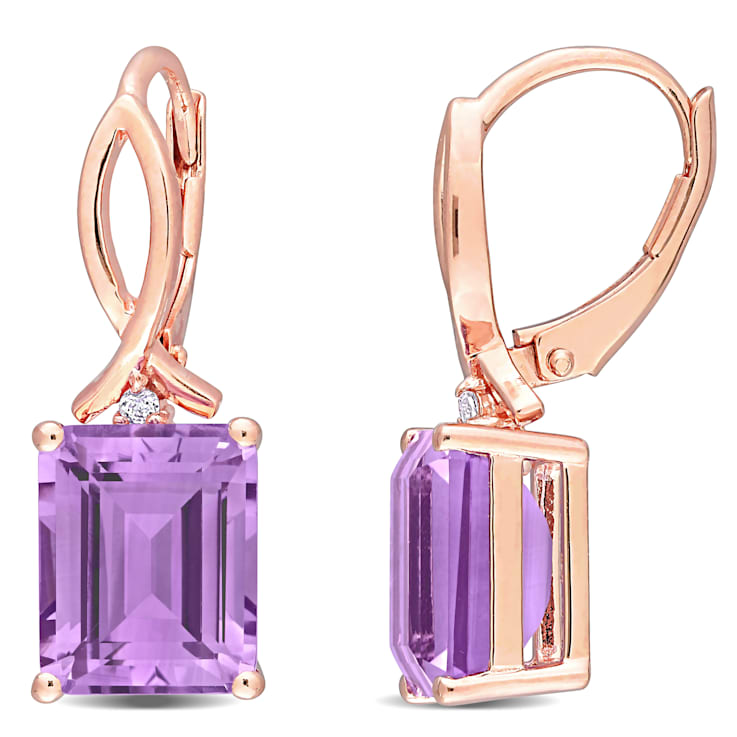 6 1/3 CT TGW Rose de France and White Topaz Earrings in Rose Plated
Sterling Silver
