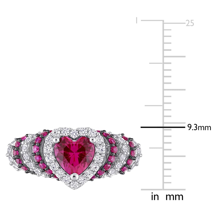 1 3/4 CT TGW Created Ruby and Created White Sapphire Heart Ring in
Sterling Silver