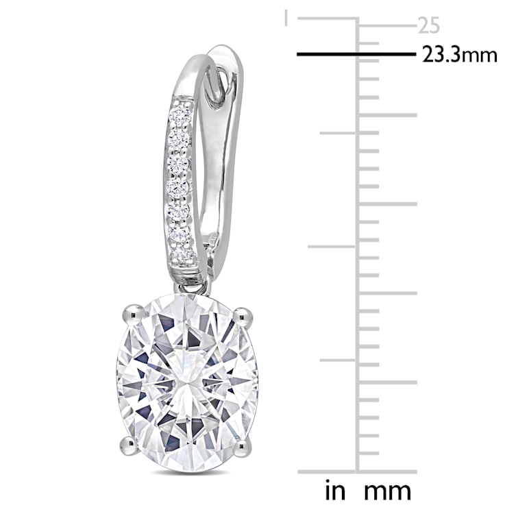 5 1/5 CT DEW Oval Created Moissanite Drop Earrings in Sterling Silver