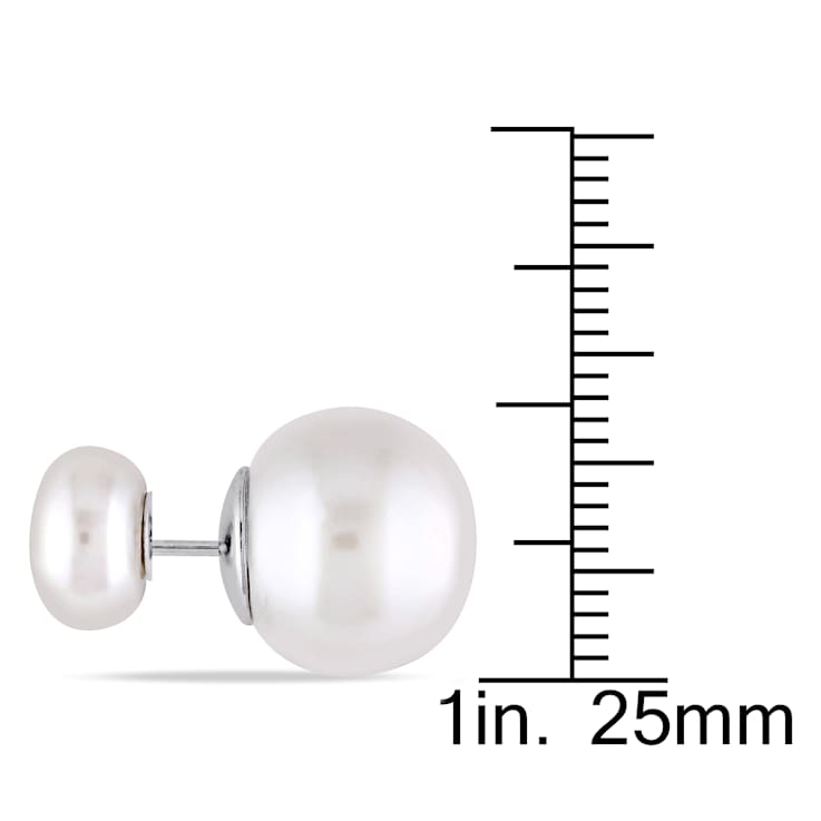 8-13 MM Freshwater Cultured Pearl Tribal Earrings in Sterling Silver