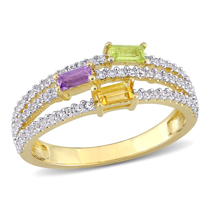 5/8 CTW Multi-Gemstone Ring in Yellow Plated Sterling Silver