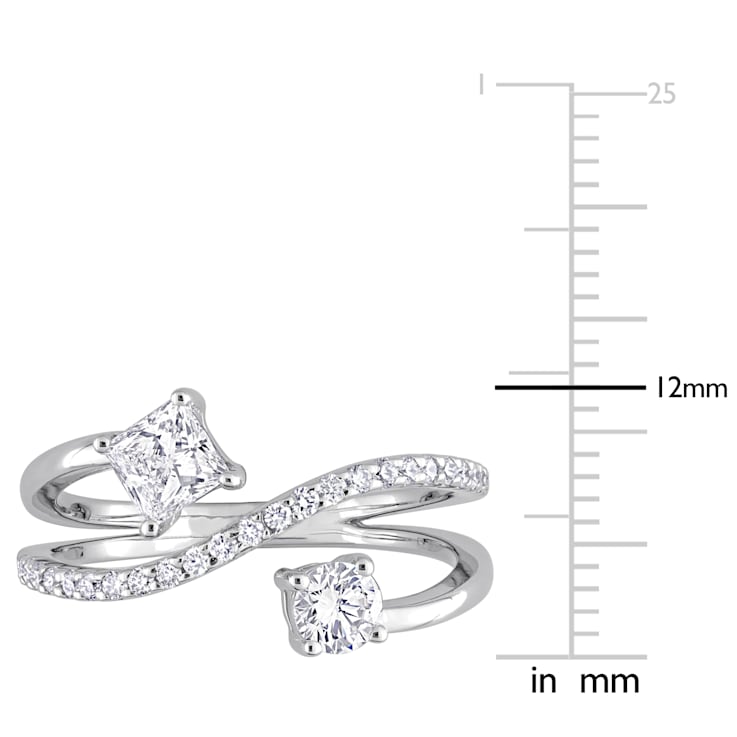 4/5 CT TGW Lab Grown Diamond 2-Stone Bypass Crossover Ring in 14K White Gold