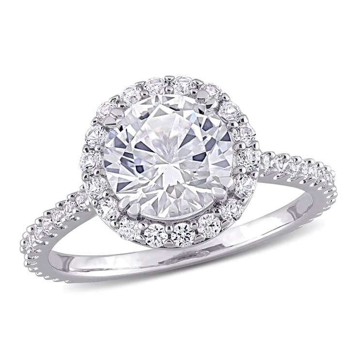 3 CT TGW Created White Sapphire Halo Ring in Sterling Silver