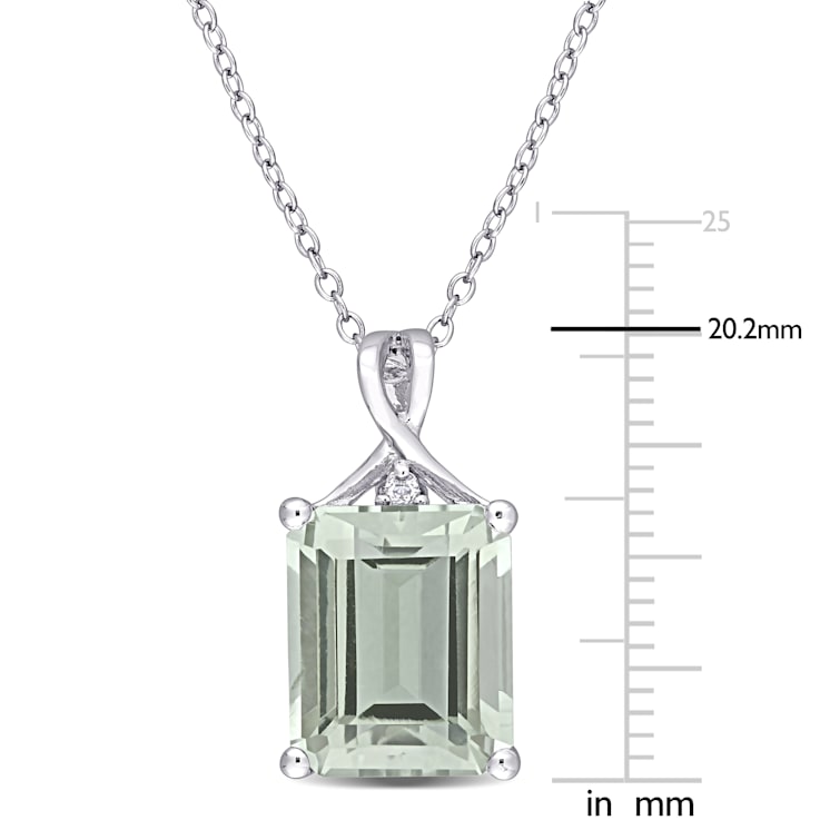 5 3/8 CT TGW Green Quartz and White Topaz Pendant with Chain in Sterling Silver