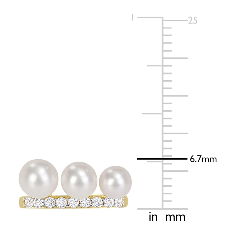 6-7.5 MM Freshwater Cultured Pearl & 3/8 CT TGW White Topaz Ring in
Yellow Plated Sterling Silver