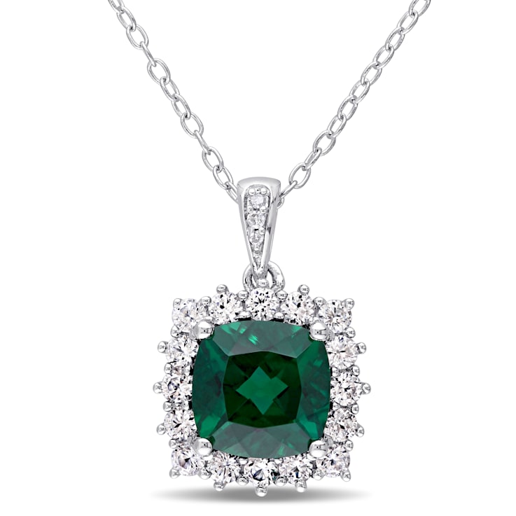 2 3/8 CT TGW Multi-Gemstones and Diamond Accent Pendant with Chain in
Sterling Silver