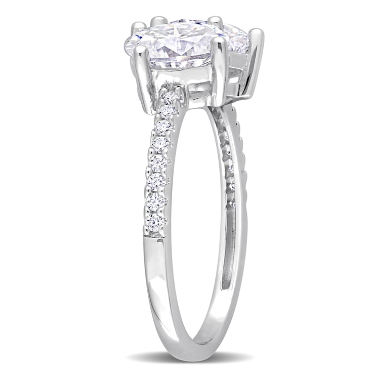 2 1/8 CT TGW Created Moissanite 2-Stone Ring in Sterling Silver
