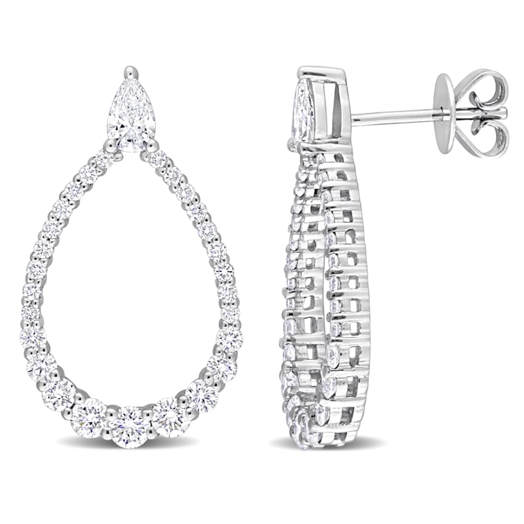 1 1/3 CT TGW Lab Grown Diamond Open Earrings in 14K White Gold