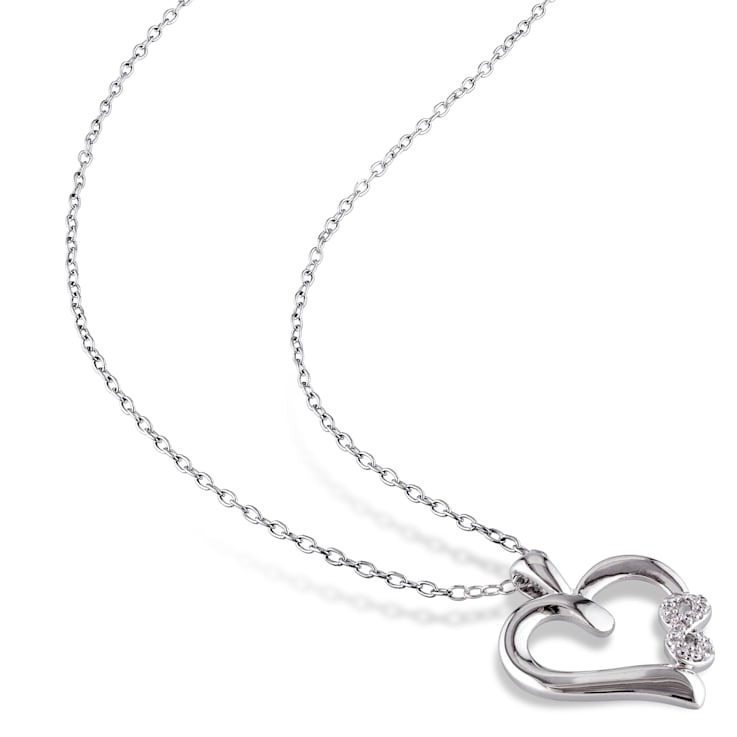 Diamond Infinity Heart Pendant with Chain in Sterling Silver