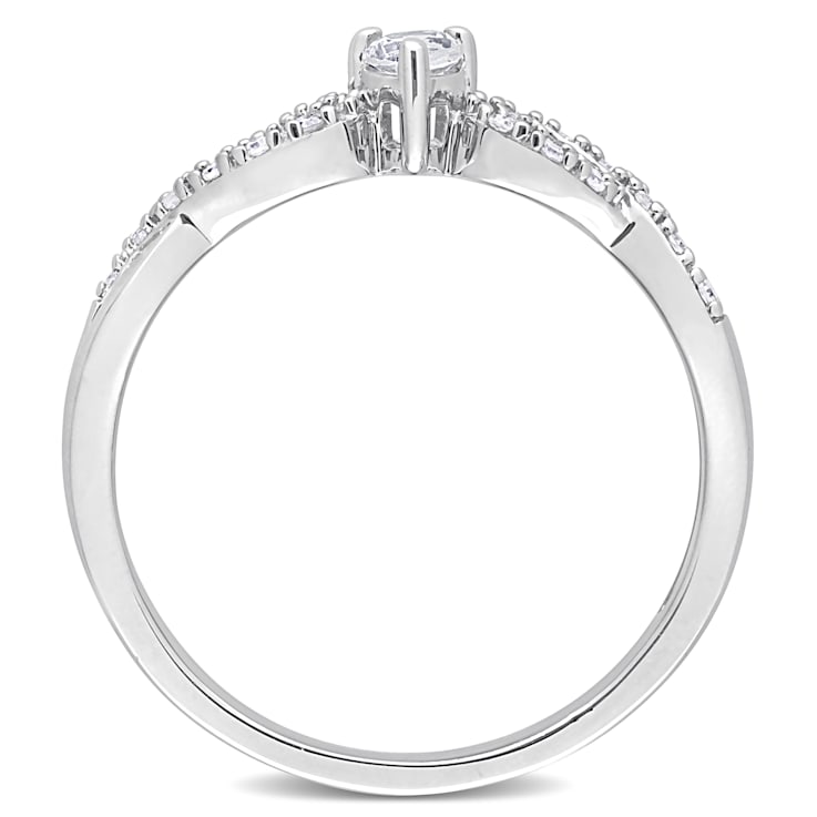 1/4 CT TGW Created White Sapphire and 1/10 CT TW Diamond Infinity
Engagement Ring in Sterling Silver