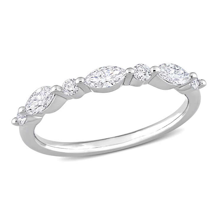3/5 CT TGW Lab Grown Diamond Semi-Eternity Ring in Platinum Plated
Sterling Silver