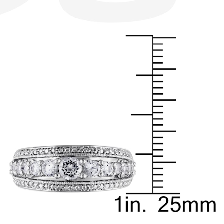 1 1/5 CT TGW Created White Sapphire Graduated Ring in Sterling Silver