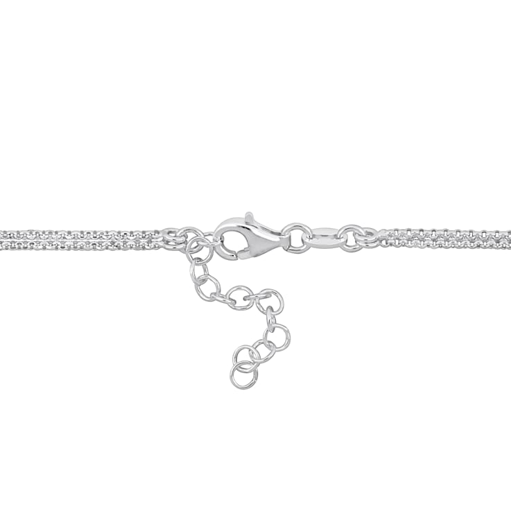 Pink Infinity and Heart Double Strand Necklace in 2-Tone Sterling Silver