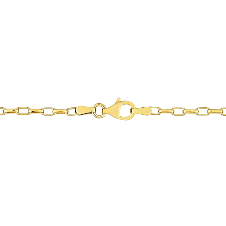Fancy Rectangular Rolo Chain Necklace in Yellow Plated Sterling Silver