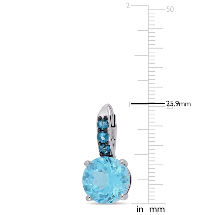 15-1/4ctw Sky Blue and London Blue Topaz Drop Earrings in Sterling Silver