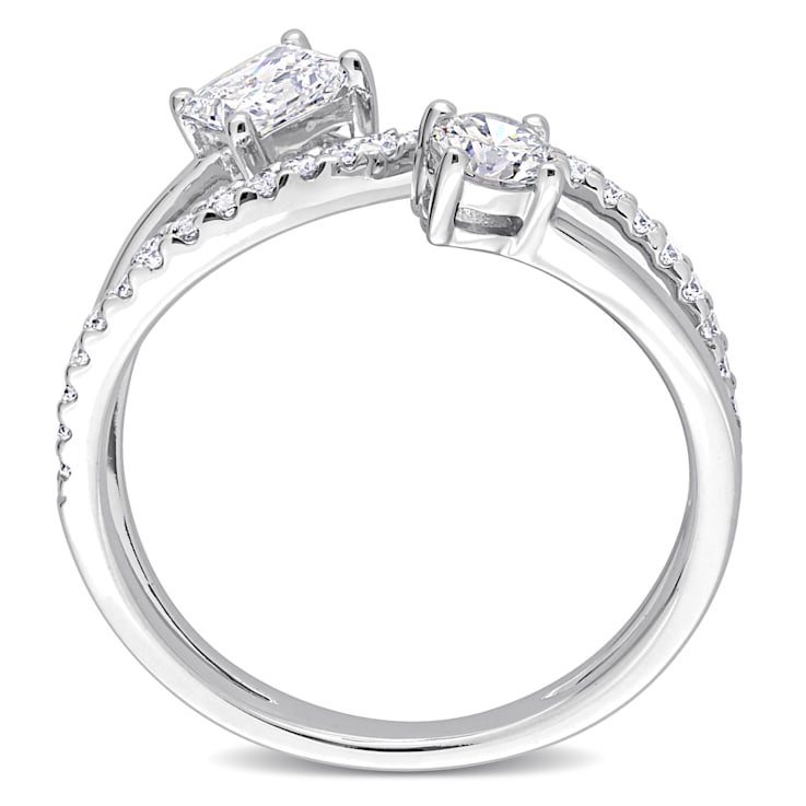 4/5 CT TGW Lab Grown Diamond 2-Stone Bypass Crossover Ring in 14K White Gold