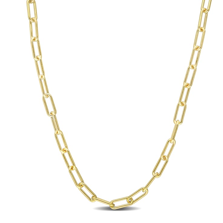 Paperclip Chain Necklace in 18k Yellow Gold Over Sterling Silver