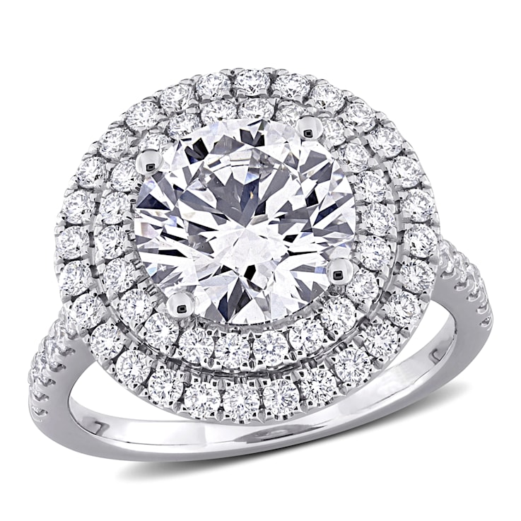 3 7/8 CT TW Lab-Grown Diamond Double Halo Ring in 14K White Gold