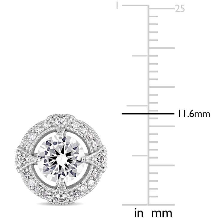 2-1/5ctw Created White Sapphire and 1/6ctw Diamond Halo Stud Earrings in
Sterling Silver