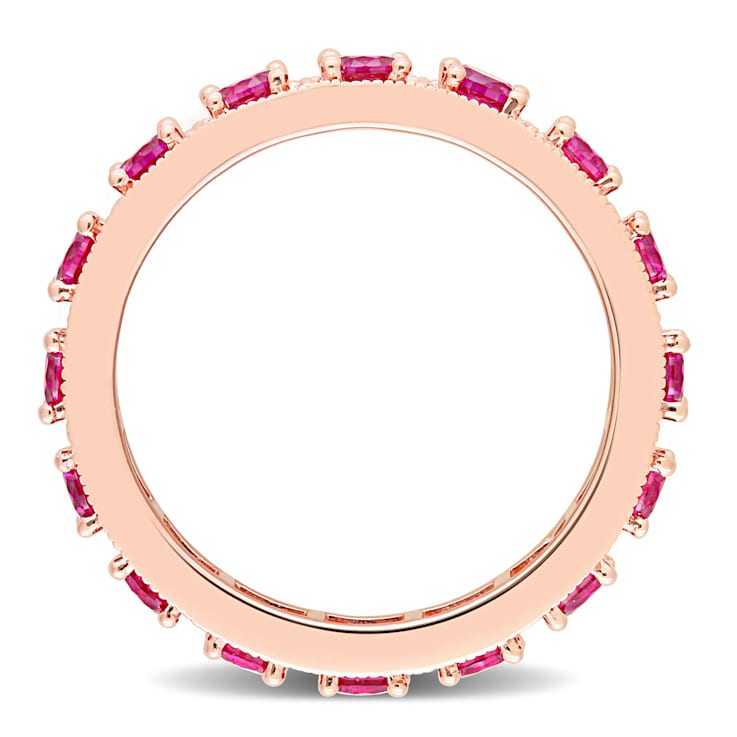 1 5/8 CT TGW Created Ruby Eternity Ring in Rose Plated Sterling Silver