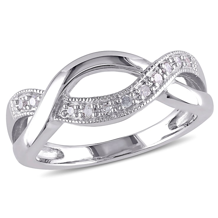 1/10ctw  Diamond Twist Ring in Sterling Silver