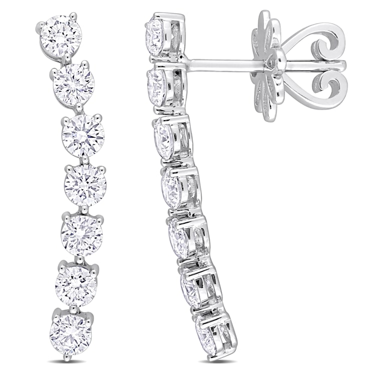 1 3/8 CT TW Diamond Curved Line Earrings in 14K White Gold