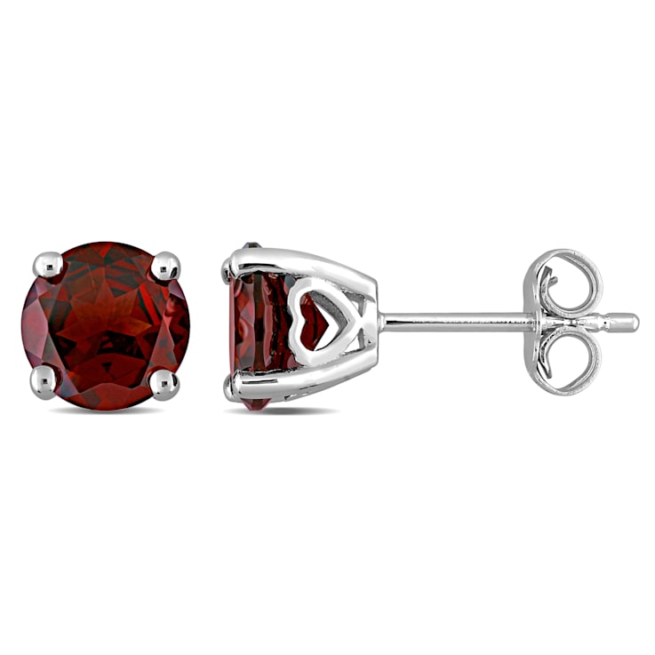 3 1/5 CT TGW Garnet Stud Earrings in Sterling Silver