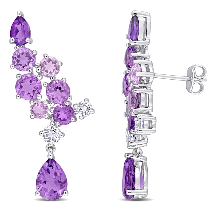 7 CT TGW Multi Gemstone Drop Earrings in Sterling Silver