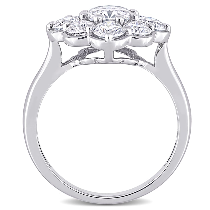 2-3/8 CT DEW Created Moissanite Floral Ring in 10K White Gold