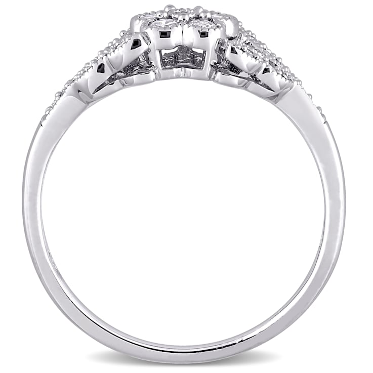 1/4 CT TW Diamond Floral Ring in Sterling Silver