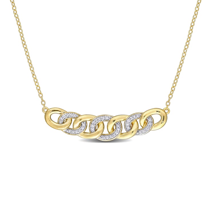 1/6ctw Diamond Link Necklace in 18K Yellow Gold Over Sterling Silver