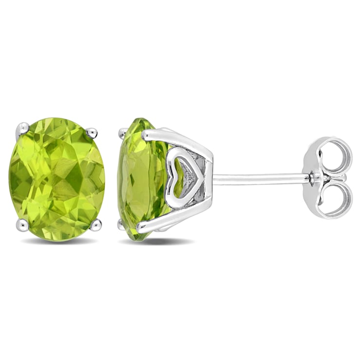 3 4/5 CT TGW Oval Peridot Stud Earrings in Sterling Silver