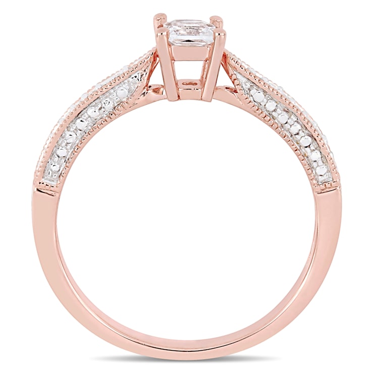 1/3 CT TGW Created White Sapphire & Diamond Accent Ring in 18K Rose
Gold Over Sterling Silver