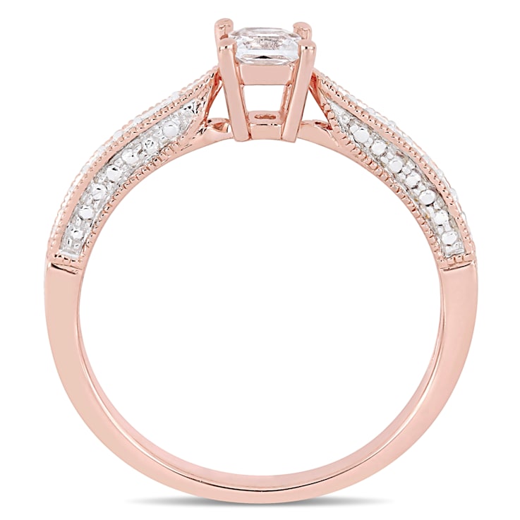 1/3 CT TGW Created White Sapphire & Diamond Accent Ring in 18K Rose
Gold Over Sterling Silver