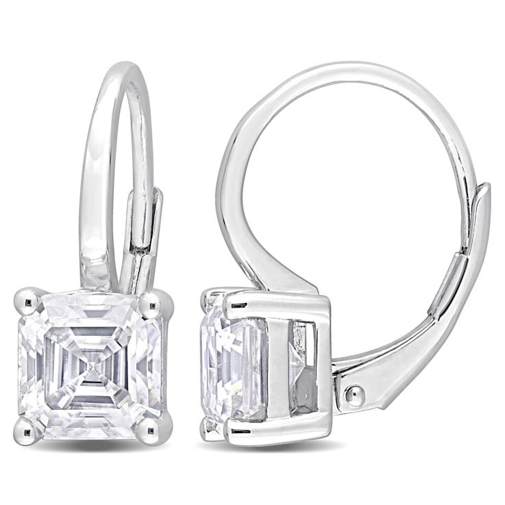 3 CT TGW Created Moissanite Drop Earrings in Sterling Silver