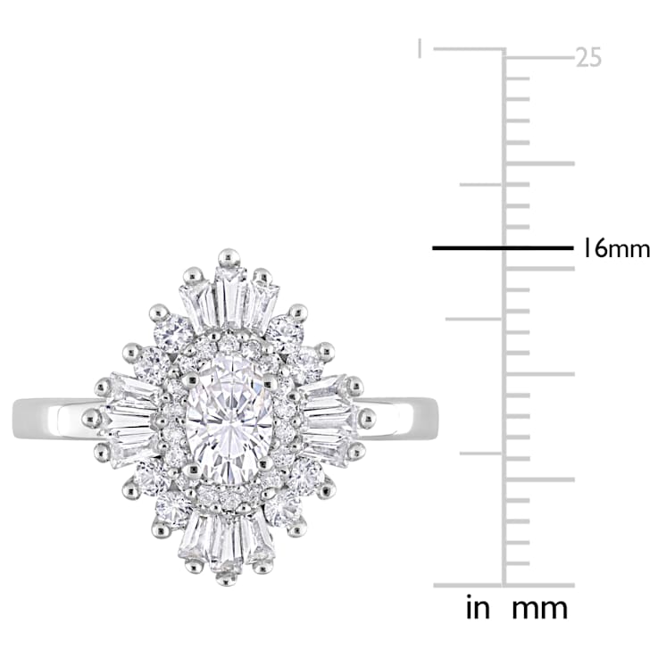 2 3/8 CT TGW Created White Sapphire Floral Ring in Sterling Silver