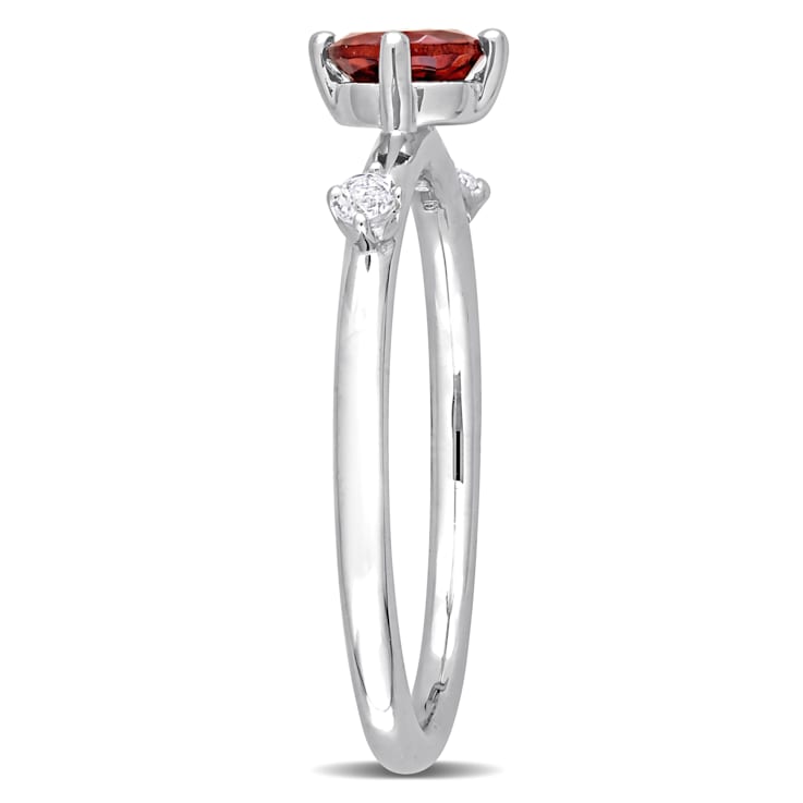 3/4 CTW Garnet and White Topaz Ring in Sterling Silver