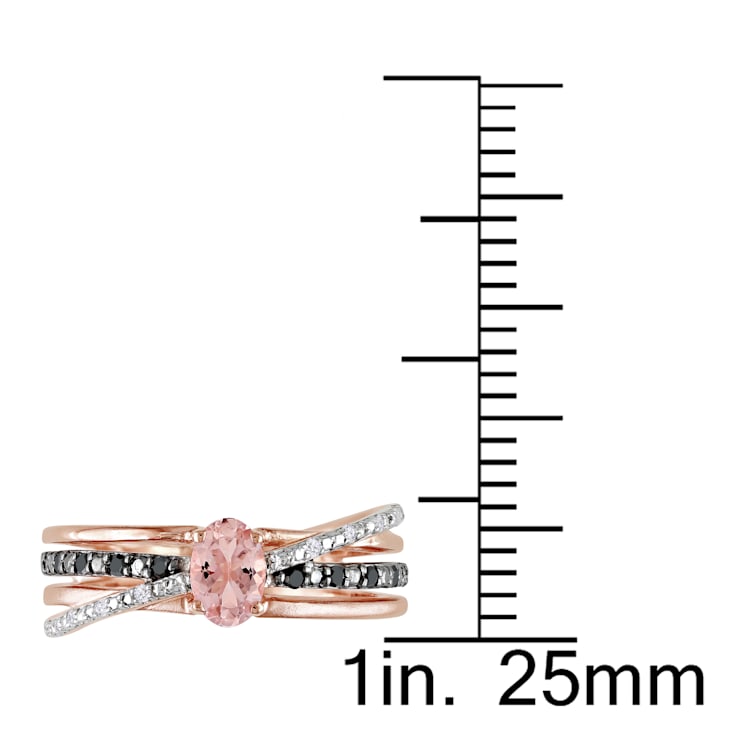 1/2 CTW Morganite, 1/7 CT TW Black and White Diamond Ring in Rose Plated
Sterling Silver