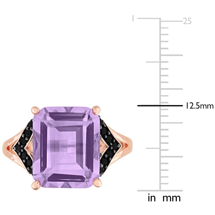 6 1/3 CT TGW Rose de France and Black Sapphire Cocktail Ring in Rose
Plated Sterling Silver